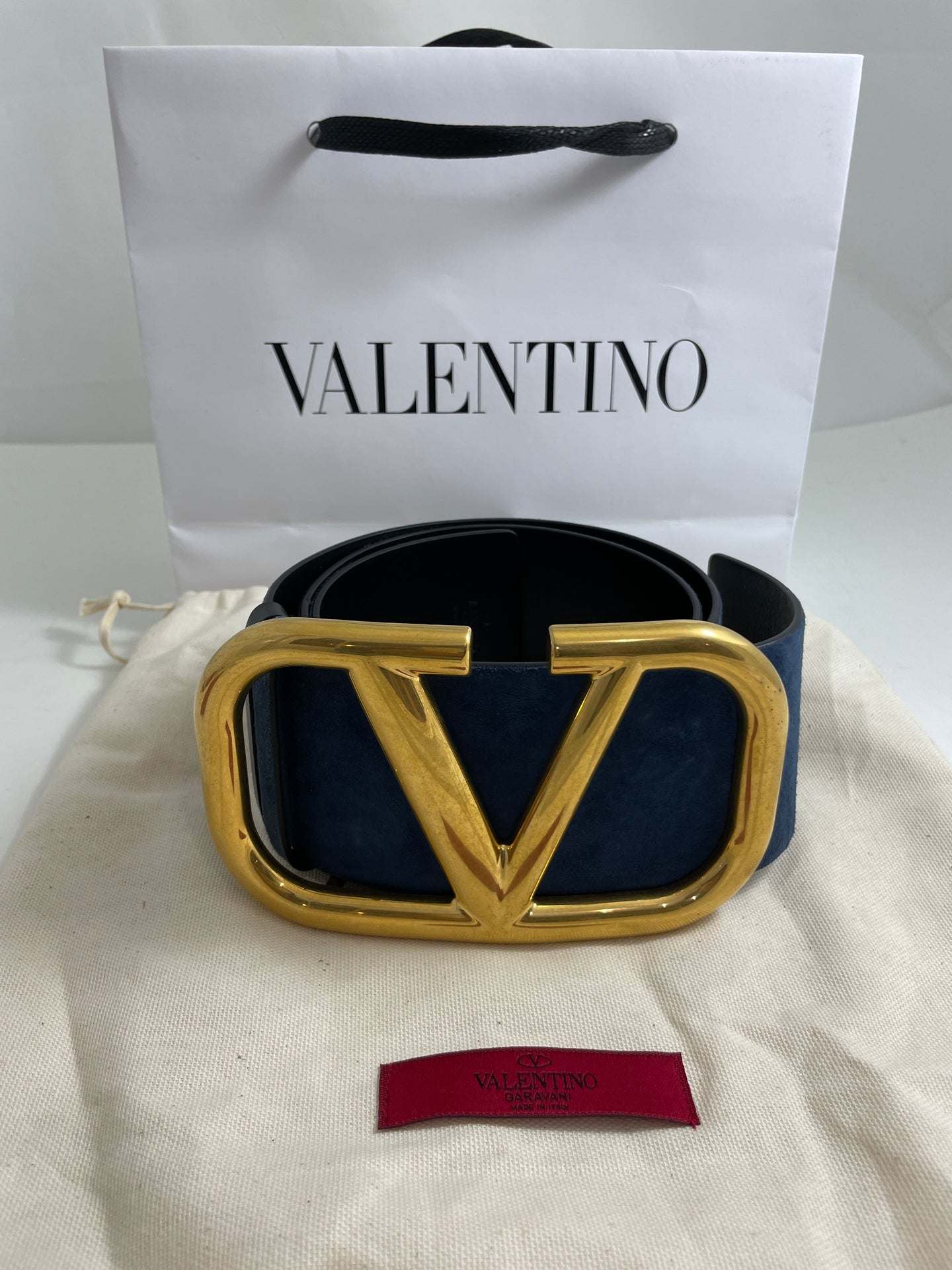 Valentino Wide Reversible Suede/Leather Belt