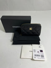 Load image into Gallery viewer, Chanel Black Zippy Caviar CC Card Case
