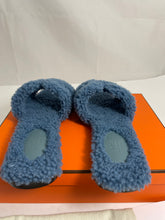 Load image into Gallery viewer, Hermes Oran Teddy Bear Blue Sandals

