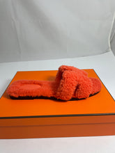 Load image into Gallery viewer, Hermes Oran Teddy Bear Orange Sandals
