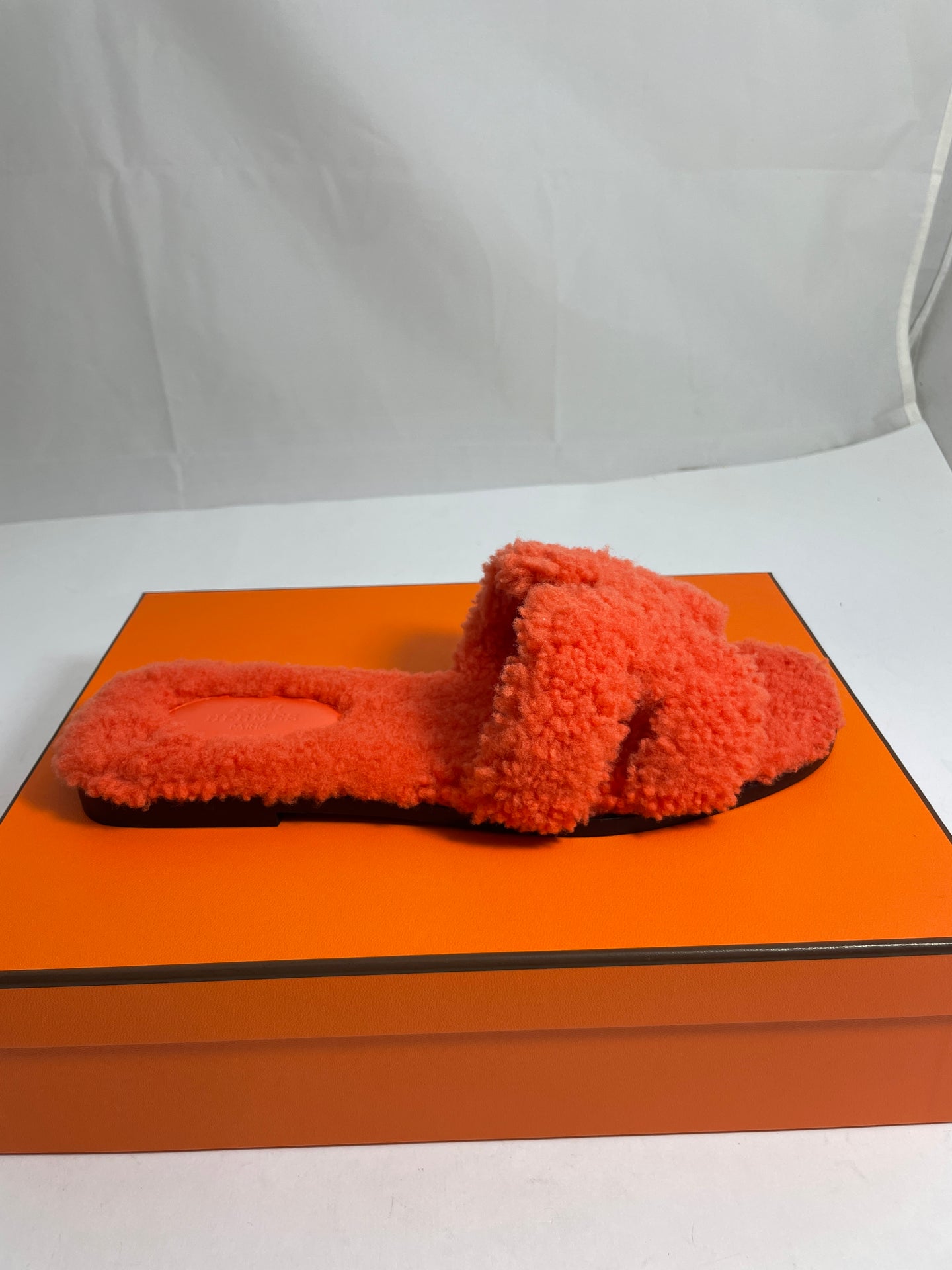 Hermes Oran Teddy Bear Orange Sandals