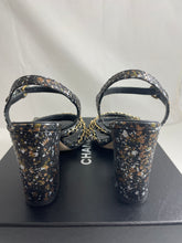 Load image into Gallery viewer, Chanel 17P Black Gold Python Chain Sandals
