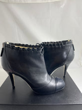 Load image into Gallery viewer, Chanel 13P Black Dainty Ankle Bootie Navy CC Captoe
