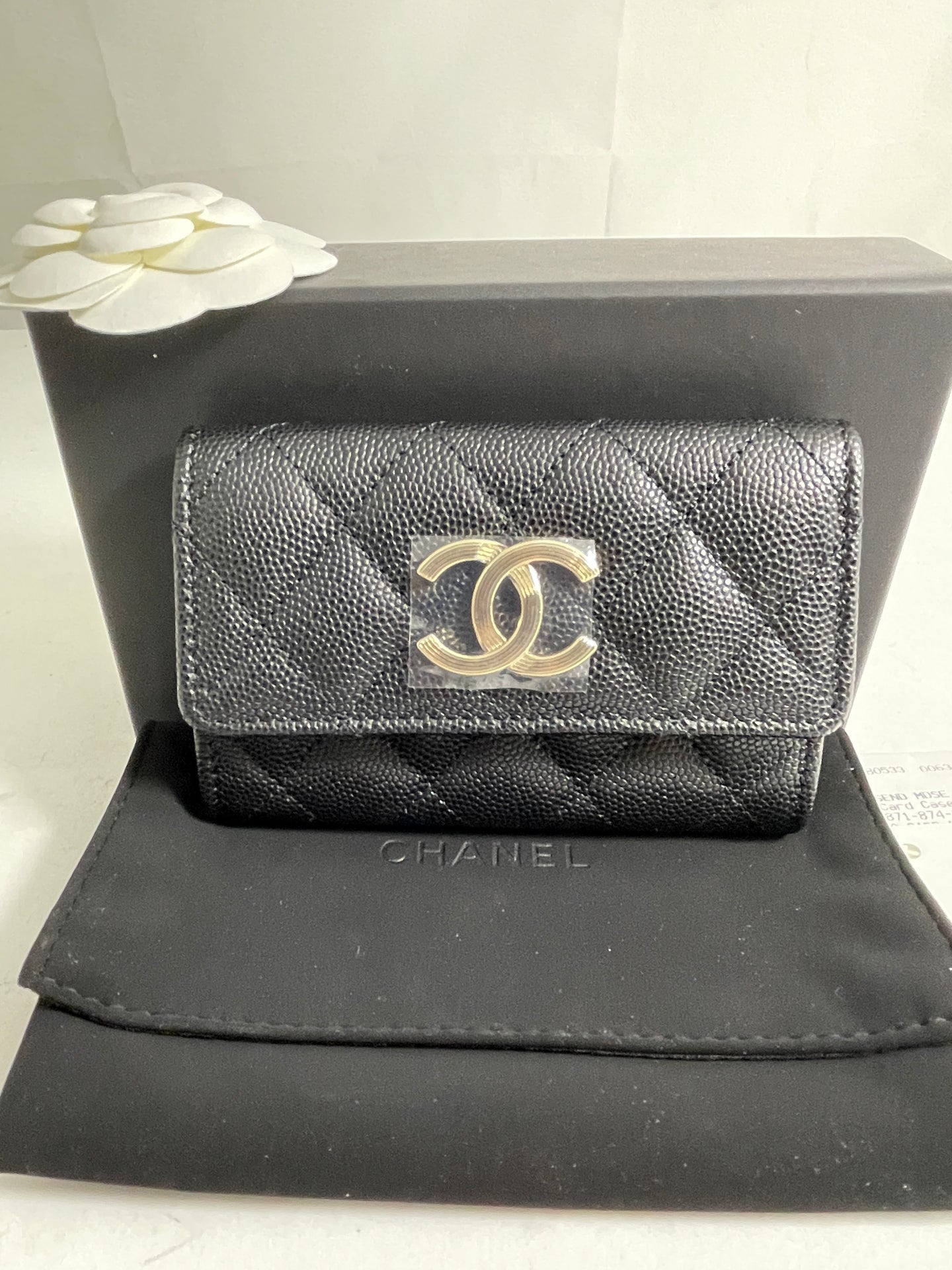 Chanel Black Caviar Flap Card Case