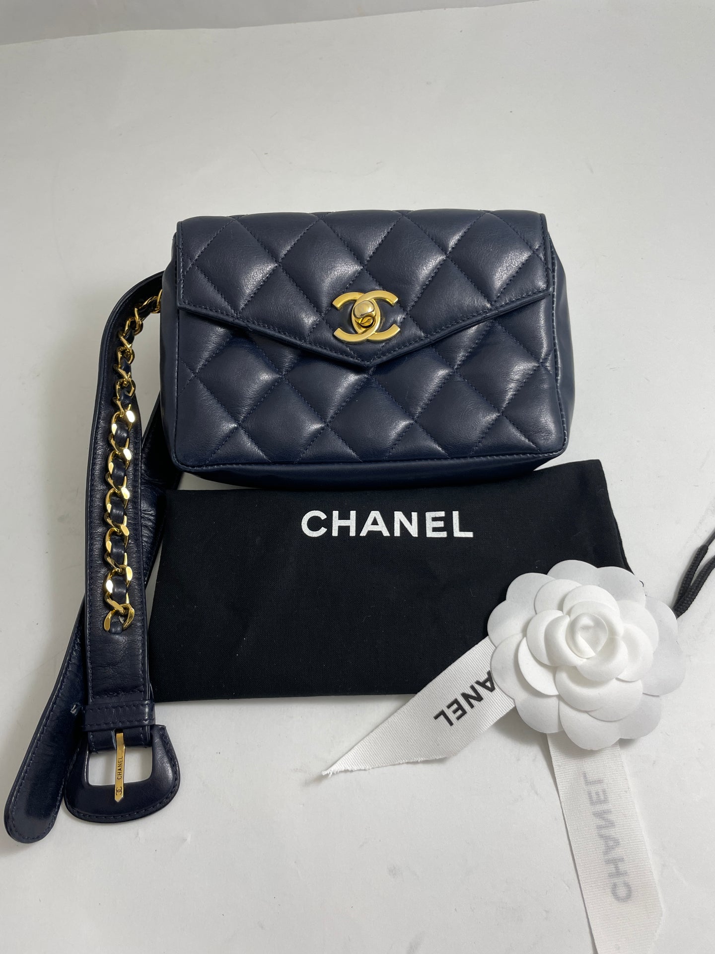 Chanel Navy Blue Gold Hardware Fanny Belt Bag