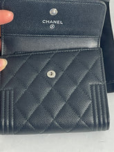 Load image into Gallery viewer, Chanel 18P Black Boy Caviar Folding Wallet
