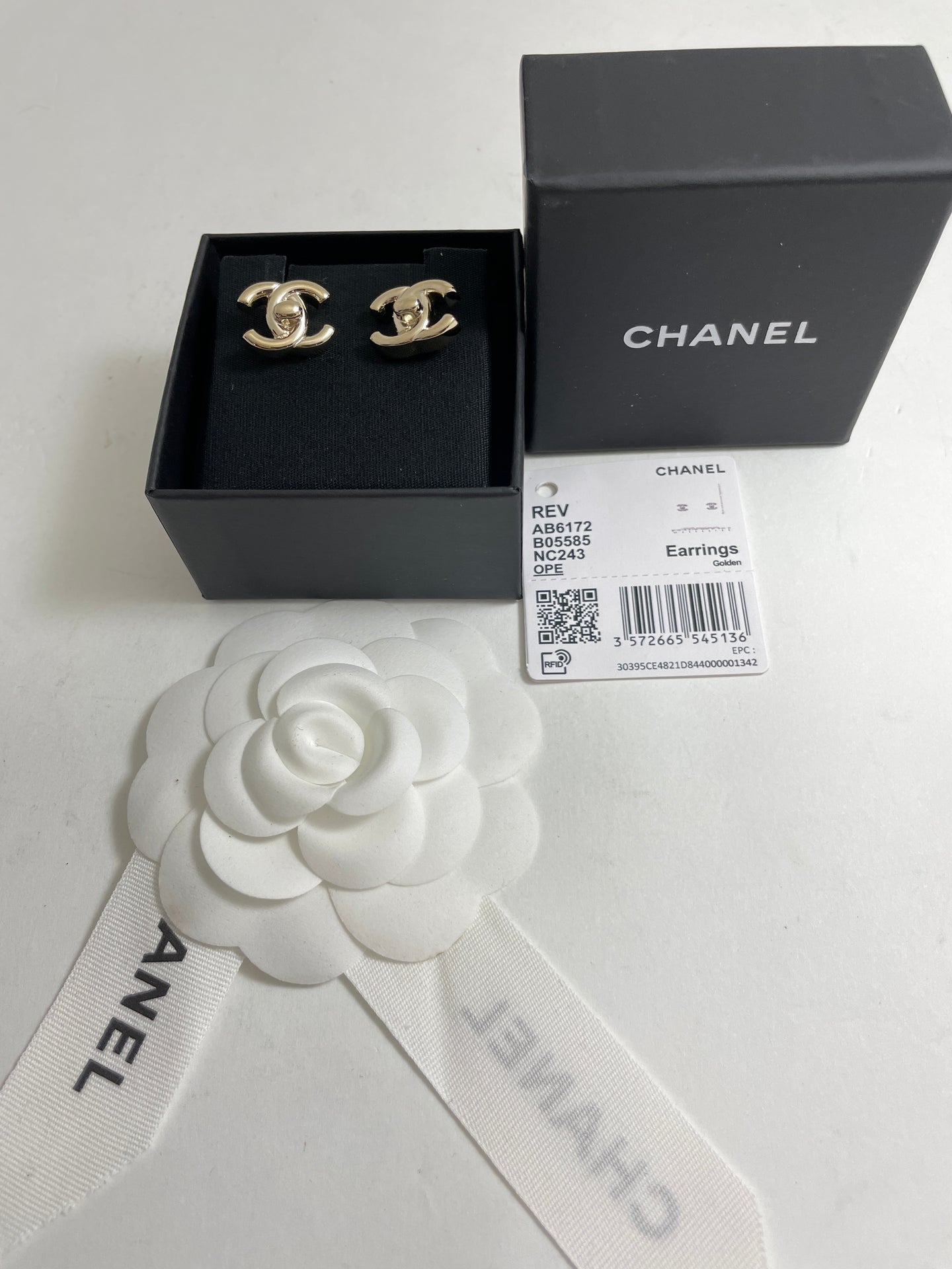 Chanel Turnlock CC Gold Tone  Earrings