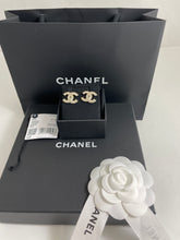 Load image into Gallery viewer, Chanel CC Gold Stud Crystal Inlay Earrings

