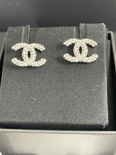 Load image into Gallery viewer, Chanel CC Silvertone Pave Earrings
