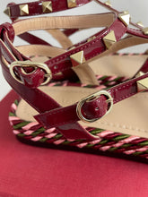 Load image into Gallery viewer, Valentino Garavani Rockstud Red Patent Leather Cage/Rope Espadrille Sandals
