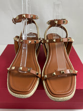 Load image into Gallery viewer, Valentino Garavani Rockstud Brown Ankle-strap Espadrille Sandals

