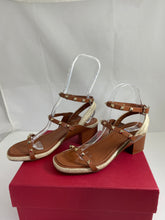 Load image into Gallery viewer, Valentino Garavani Rockstud Brown Ankle-strap Espadrille Sandals
