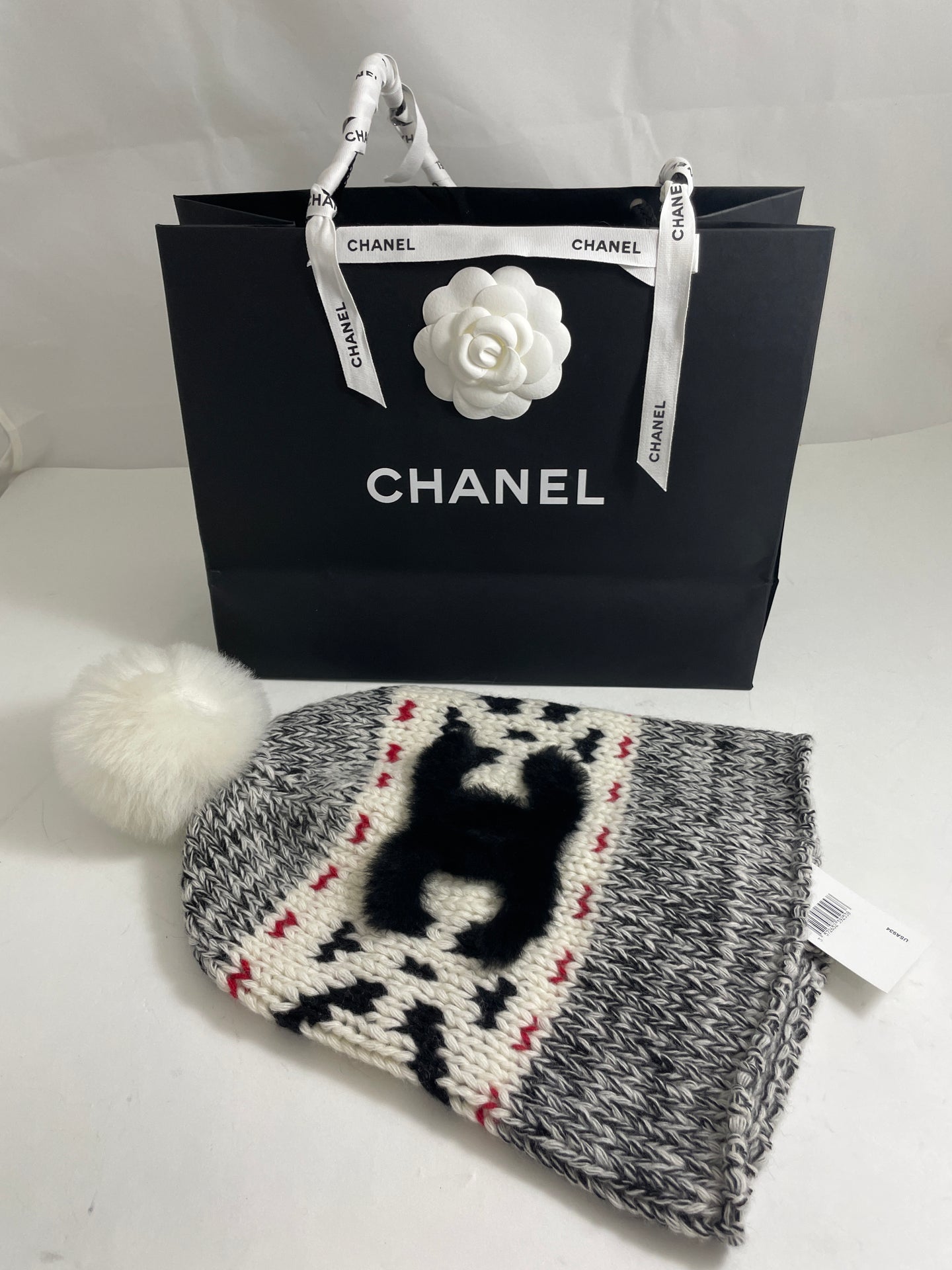 Chanel CC Multicolor Fur Pom Pom Hat