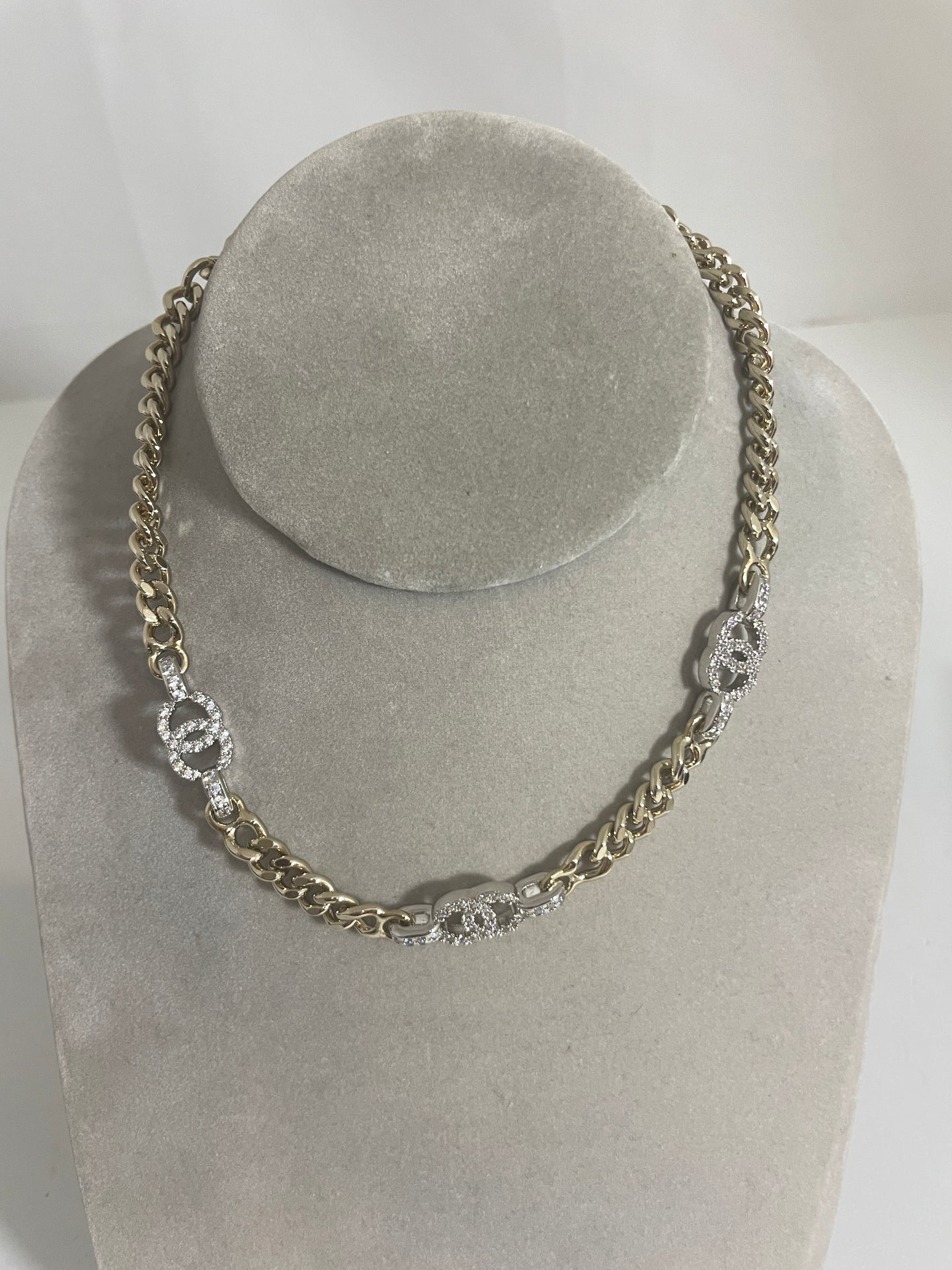 Chanel CC Gold Tone Chain Choker Necklace
