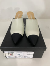 Load image into Gallery viewer, Chanel 20P White Leather With Grosgrain Cap Toe Mules
