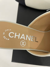 Load image into Gallery viewer, Chanel 20P White Leather With Grosgrain Cap Toe Mules
