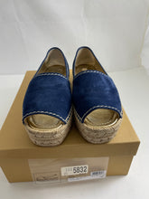 Load image into Gallery viewer, Prada 31121 Blue Suede Peep toe Platform Espadrille Sandal
