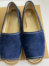 Load image into Gallery viewer, Prada 31121 Blue Suede Peep toe Platform Espadrille Sandal
