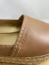 Load image into Gallery viewer, Prada 31121 Nude Leather Peep toe Platform Espadrille Sandal

