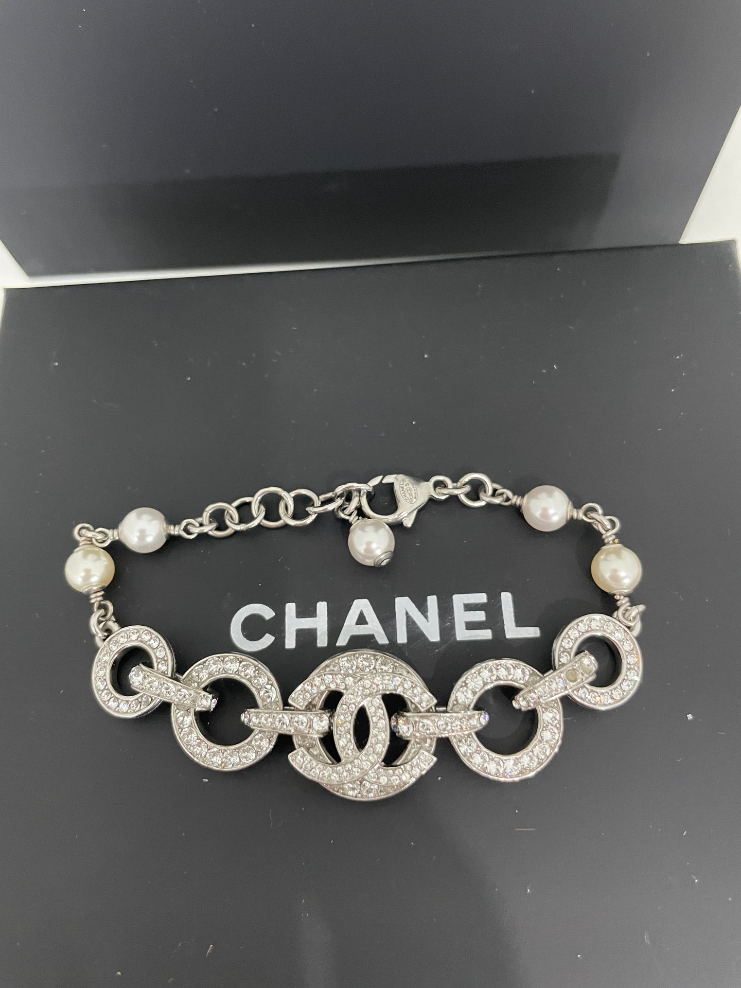 Chanel Diamante & Pearl CC Bracelet