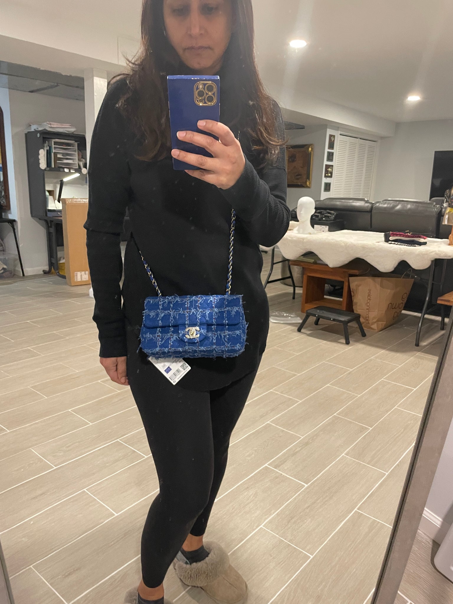 Chanel Tweed Braid Mini Flap Bag - Blue Mini Bags, Handbags - CHA432786