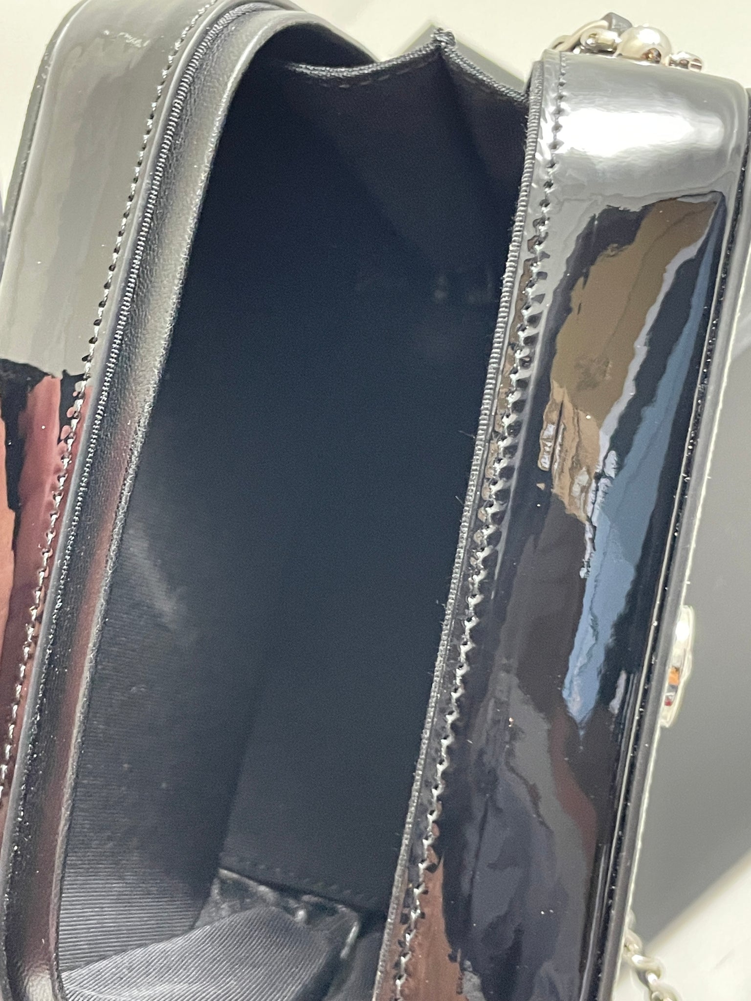 Chanel 17K Black Patent Glitter Pvc Camera Crossbody Bag – The Millionaires  Closet