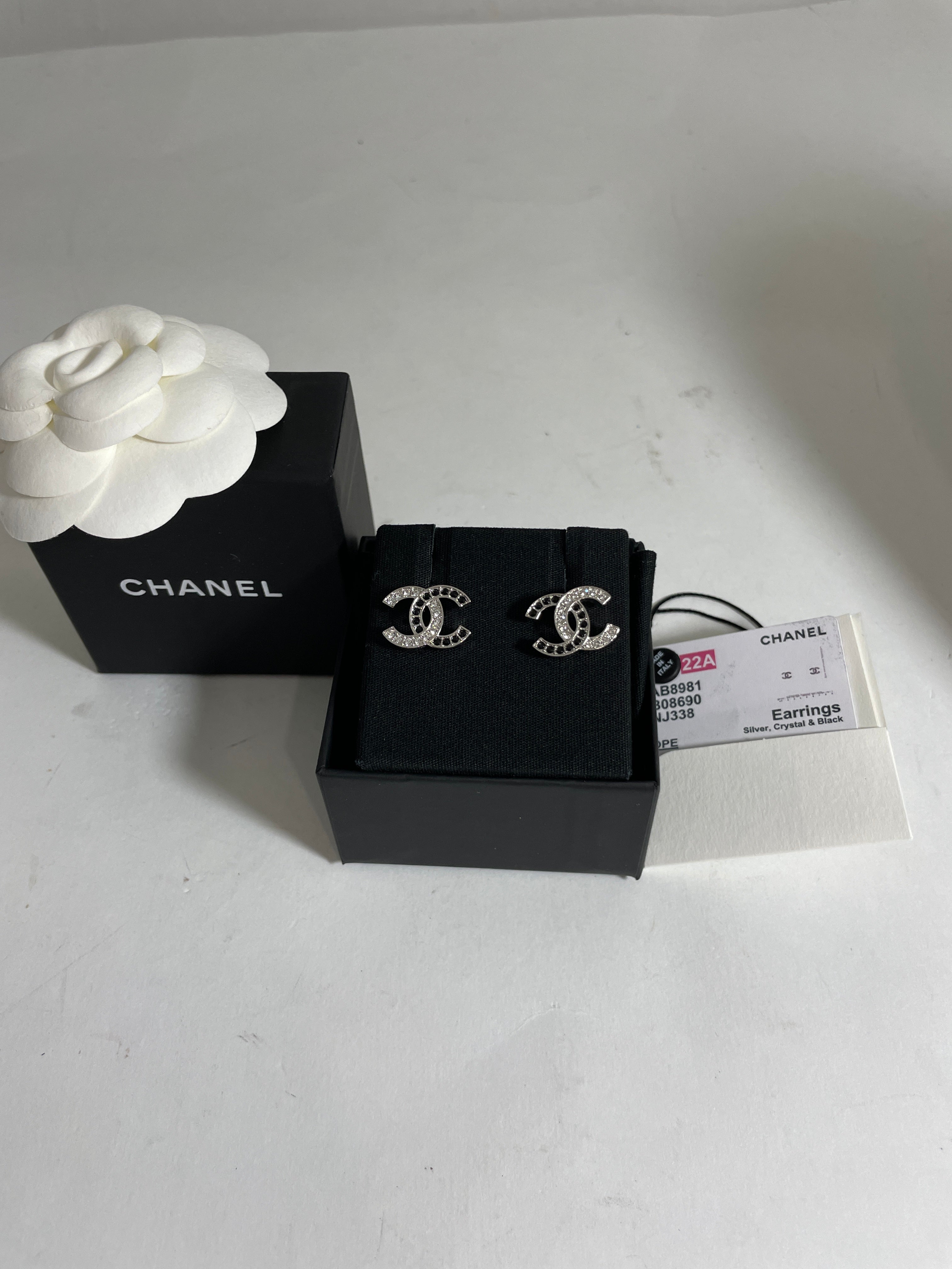 Chanel 23c CC Logo Enamel Drop Earrings