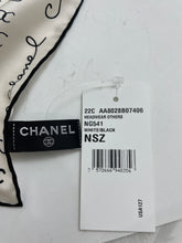 Load image into Gallery viewer, Chanel White Black Coco Chanel Silk Scarf Hair Scrunchie
