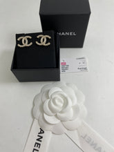 Load image into Gallery viewer, Chanel Gold Tone CC Crystal Inlay Earrings
