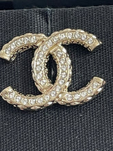 Load image into Gallery viewer, Chanel Gold Tone CC Crystal Inlay Earrings
