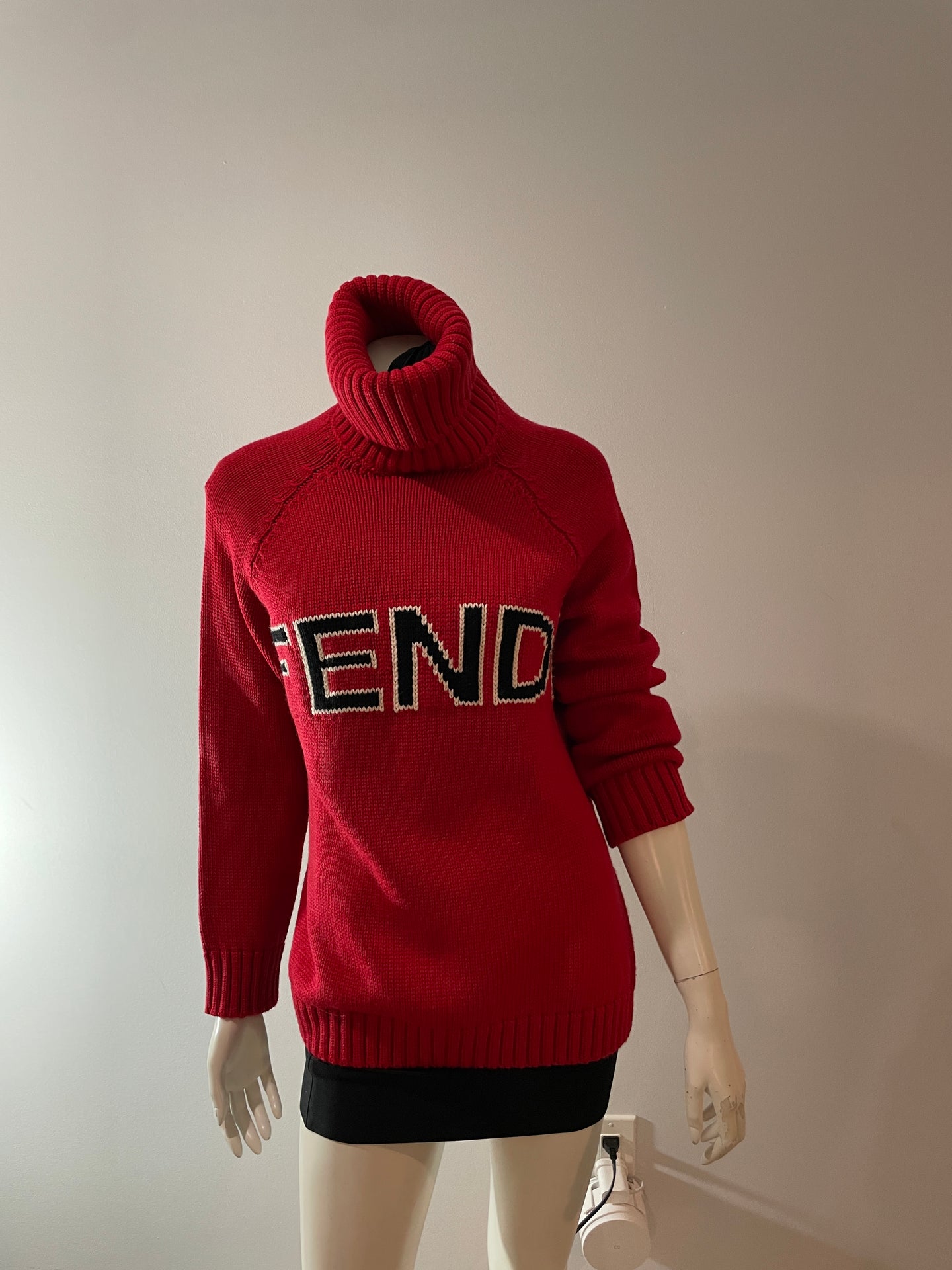 Fendi Red Wool Turtleneck Sweater
