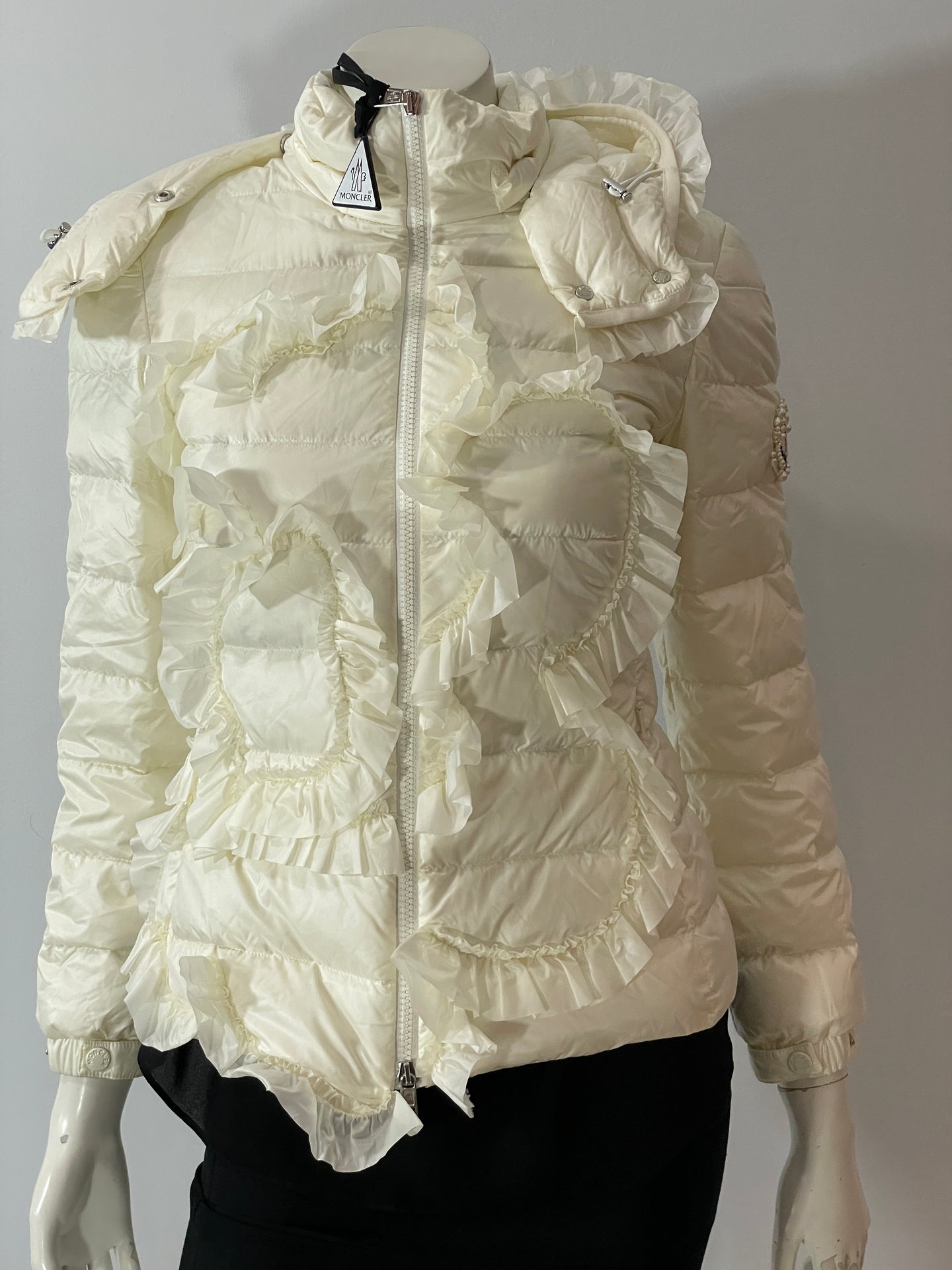 Moncler Genius X Simone Rocha White Ruffled Hooded Jacket