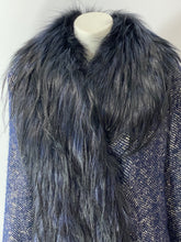 Load image into Gallery viewer, Saks Fur Salon Navy Tweed Wool Blend Coat
