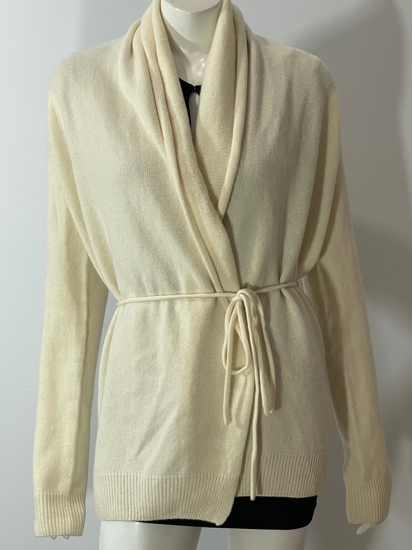 The Row Cream Cashmere Belted Sweater