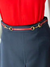 Load image into Gallery viewer, Gucci Navy Wool &amp; Leather Horsebit Mini Skirt
