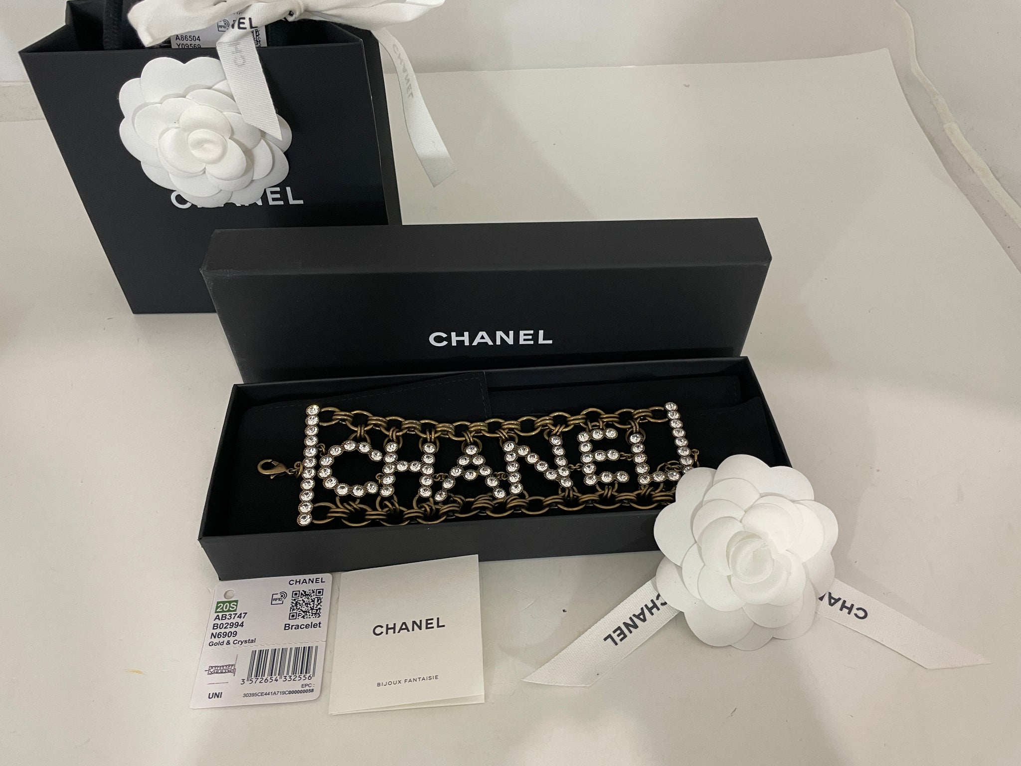 CHANEL Crystal City of Lights Letter Gold Tone Waist Chain Belt 