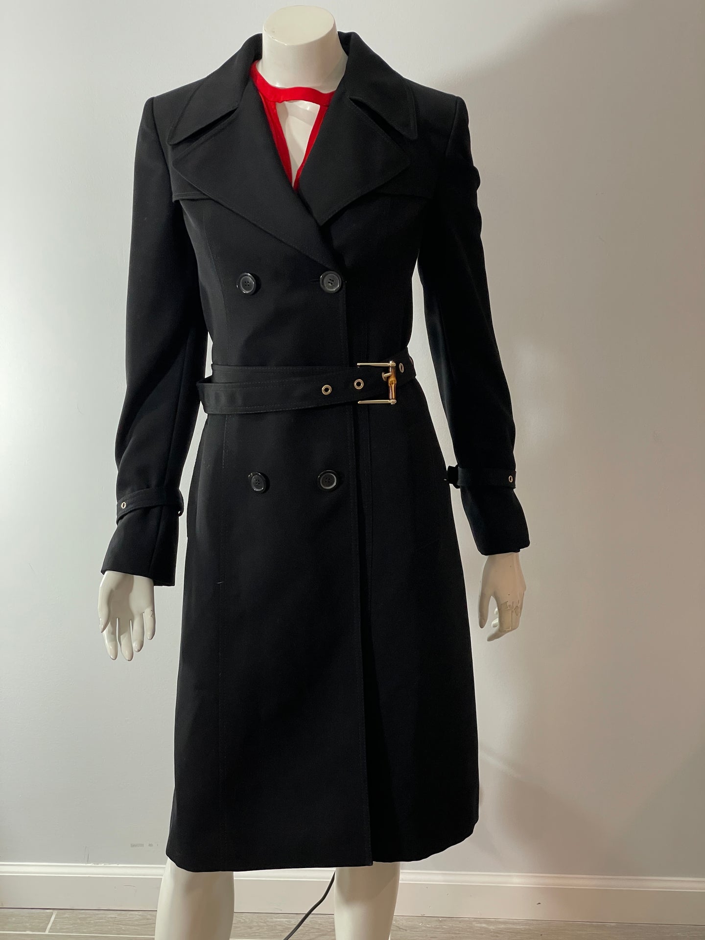 Gucci Black Wool Trench Coat