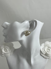 Load image into Gallery viewer, Chanel Champagne Gold Pearl Heart CC Stud Earrings
