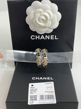Load image into Gallery viewer, Chanel Champagne Gold Turnlock With Chain Detail Hoop Earrings
