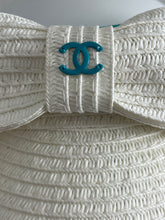 Load image into Gallery viewer, Chanel New in Box White Cotton Viscose Blue CC Sun Visor Hat
