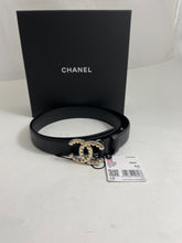Load image into Gallery viewer, Chanel Black Leather Belt With Gold/Silver/Ruthenium Buckle
