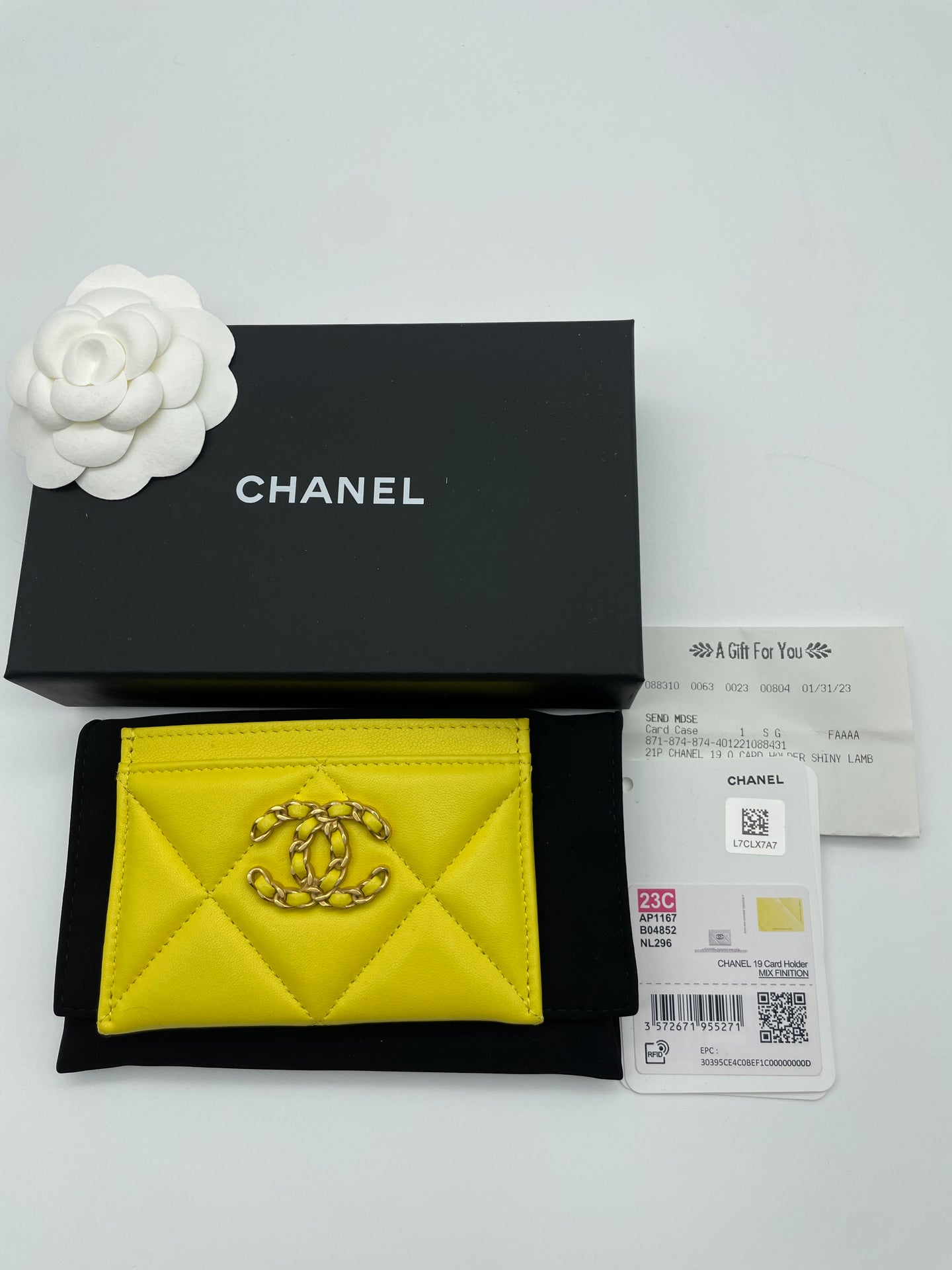 Chanel 19 Yellow CC Card Case