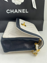 Load image into Gallery viewer, Chanel Vintage 1990s Lambskin Single Flap White/Navy Handbag
