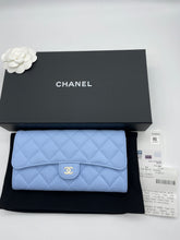 Load image into Gallery viewer, Chanel Light Blue Flap Long Caviar Wallet
