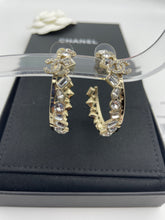 Load image into Gallery viewer, Chanel 23P CC Gold Tone Hoop Crystal Earrings
