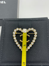 Load image into Gallery viewer, Chanel Gold Heart Crystal Brooch
