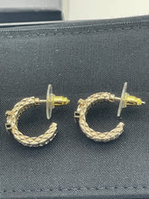Load image into Gallery viewer, Chanel CC Quilted Gold Tone Crystal Huggie Hoop Earrings
