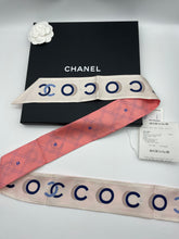 Load image into Gallery viewer, Chanel Pink Navy White Coco Twilly Scarf
