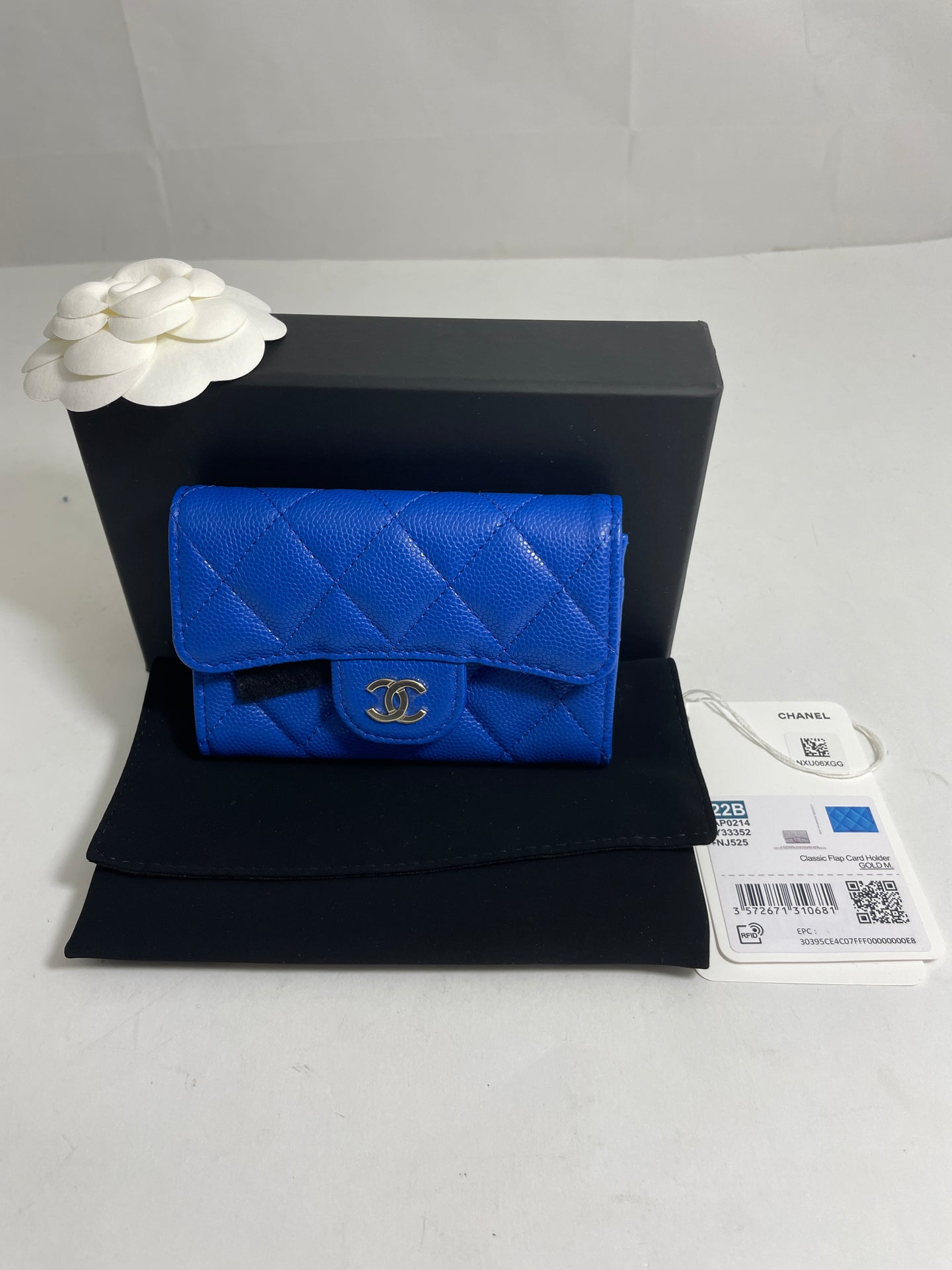 Chanel Blue Caviar Flap Card Case