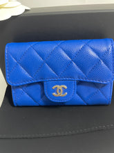 Load image into Gallery viewer, Chanel Blue Caviar Flap Card Case
